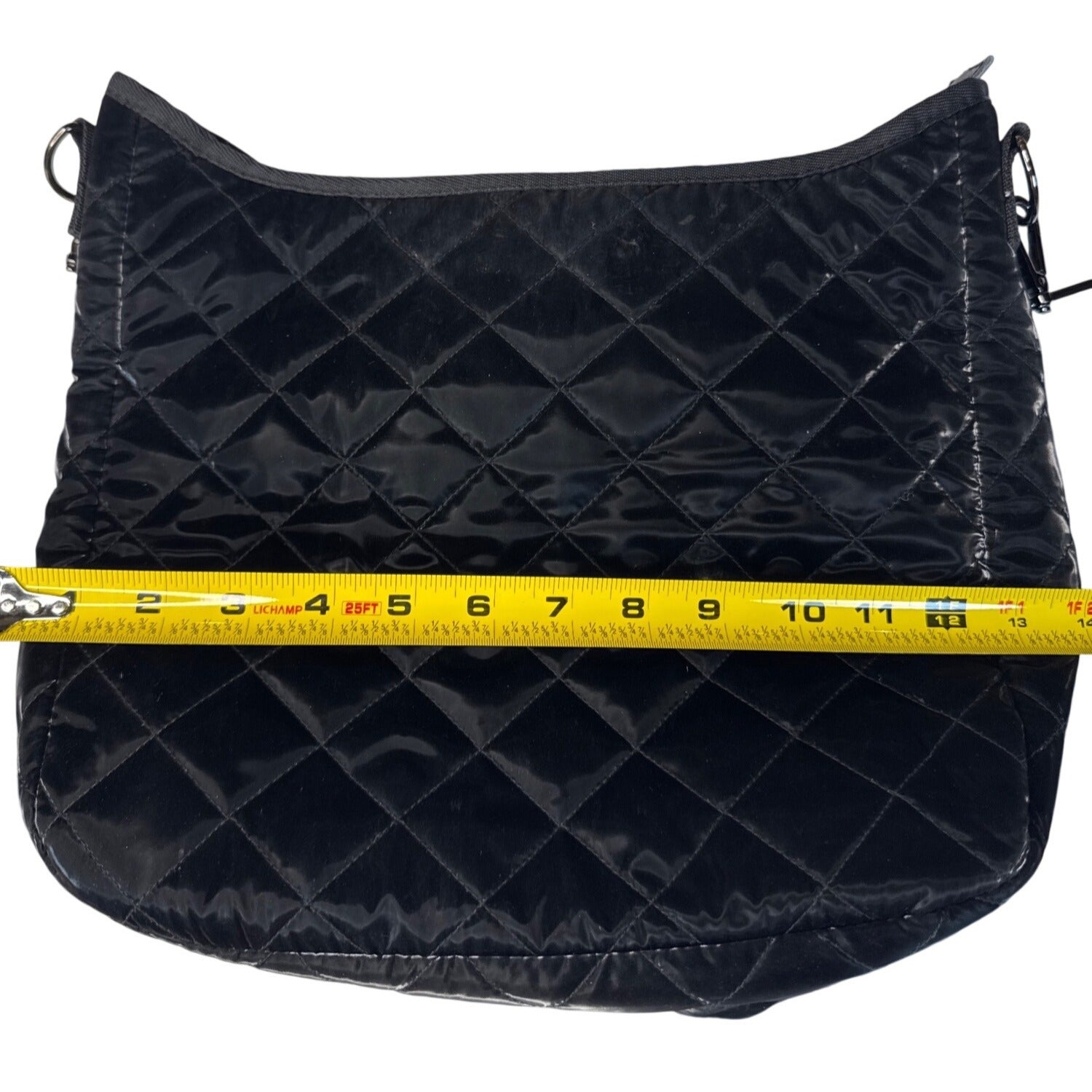 Haute Shore Quilted Black Crossbody Bag With Adjustable Strap & Interior Zipper Pocket
