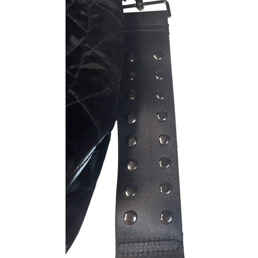 Haute Shore Quilted Black Crossbody Bag With Adjustable Strap & Interior Zipper Pocket