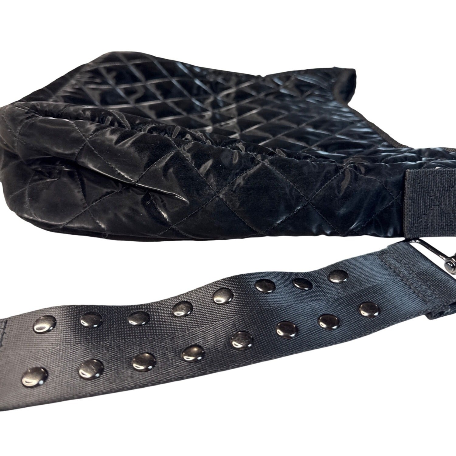 Haute Shore Quilted Black Crossbody Bag With Adjustable Strap & Interior Zipper Pocket