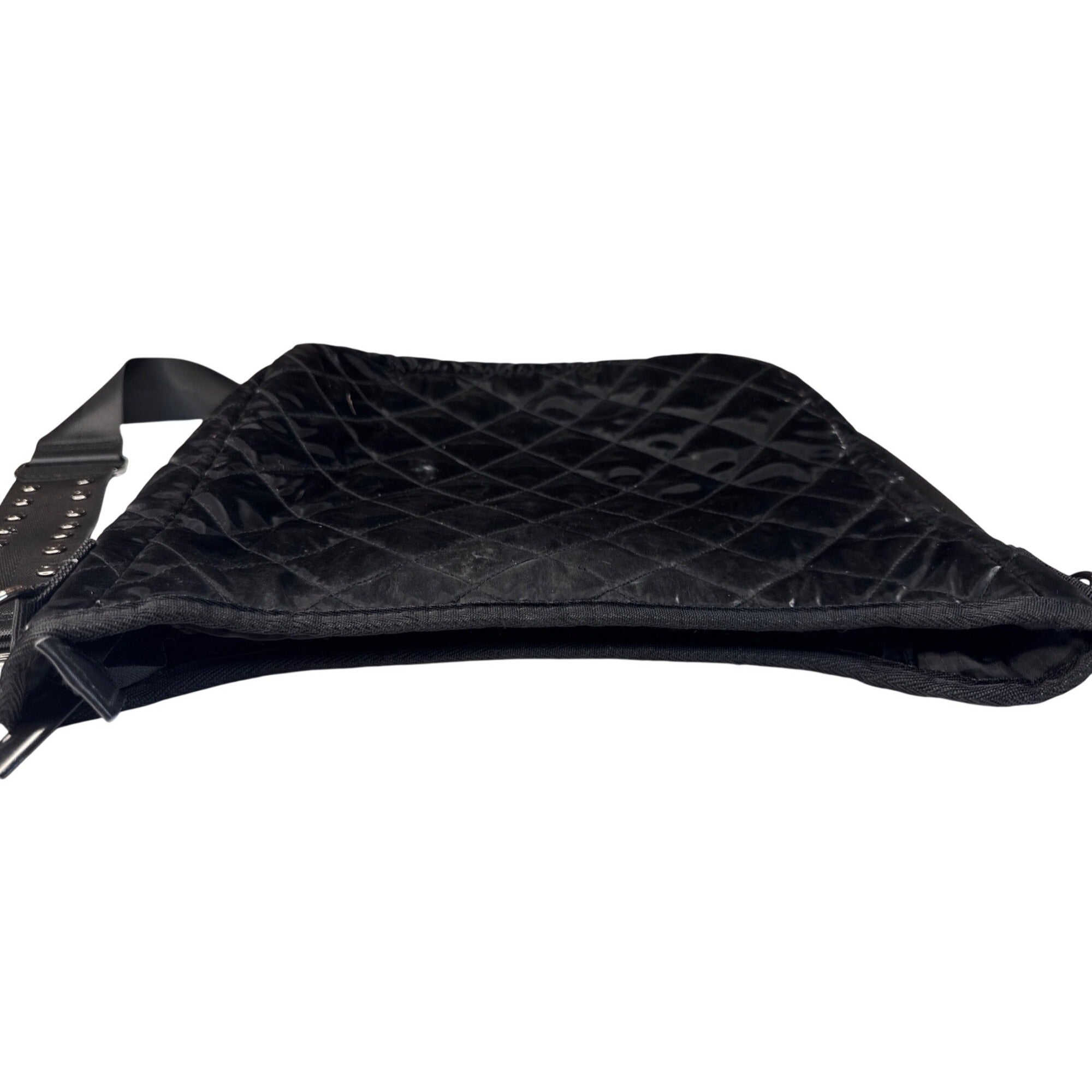 Haute Shore Quilted Black Crossbody Bag With Adjustable Strap & Interior Zipper Pocket