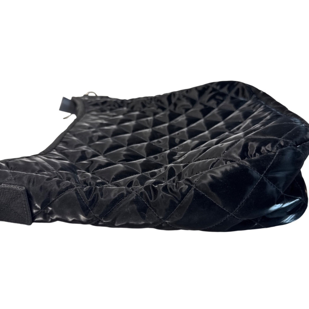 Haute Shore Quilted Black Crossbody Bag With Adjustable Strap & Interior Zipper Pocket
