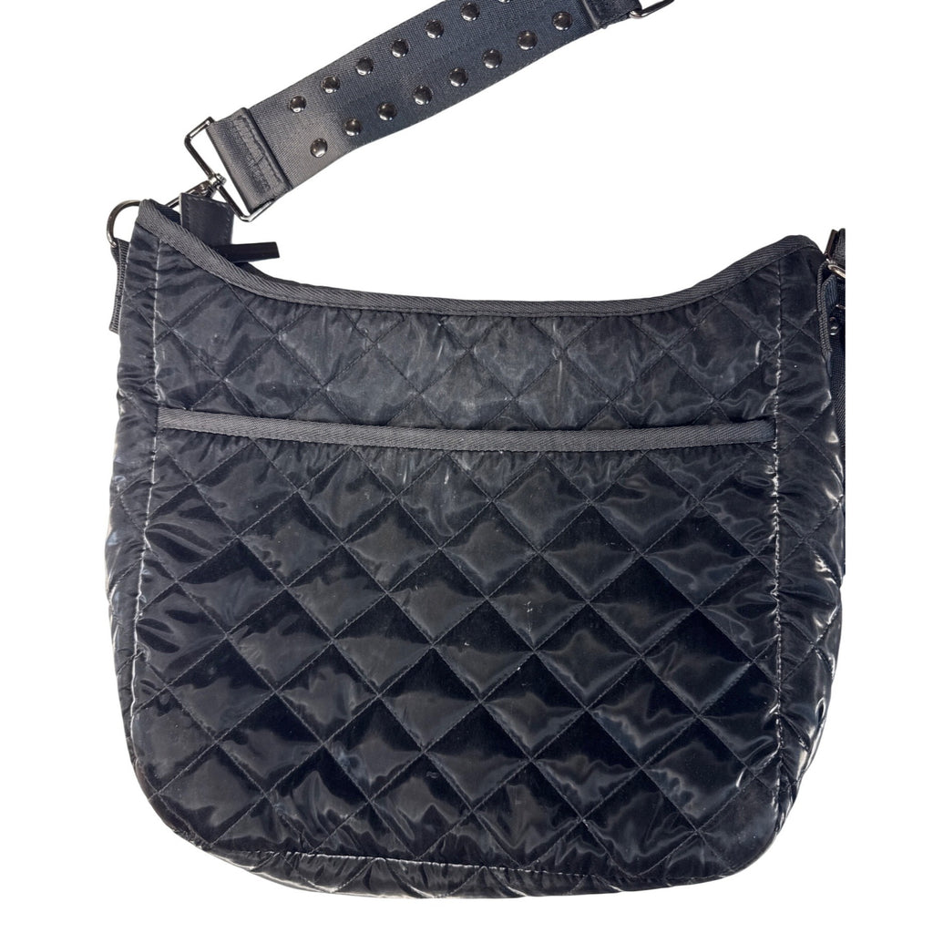 Haute Shore Quilted Black Crossbody Bag With Adjustable Strap & Interior Zipper Pocket