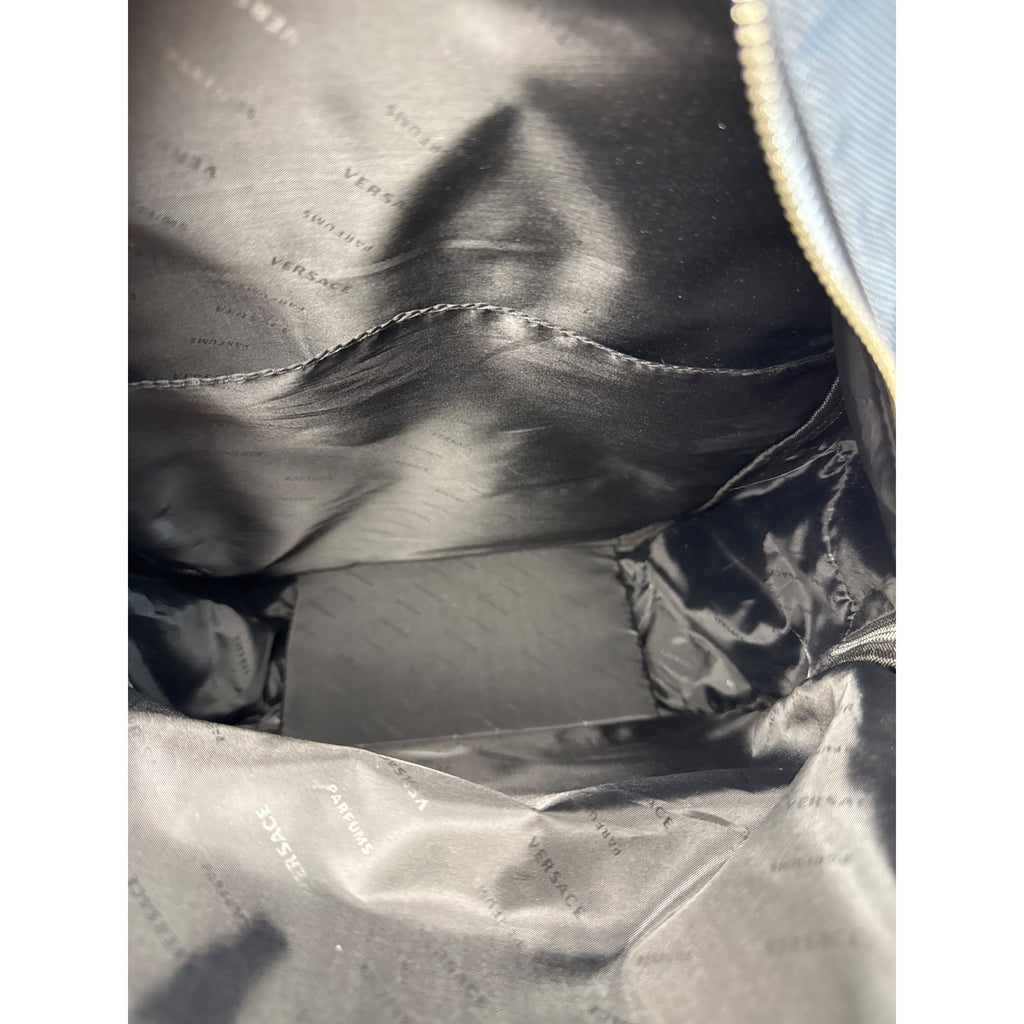 Versace Parfums Gray Backpack W/ Greek Key Straps Front Pocket