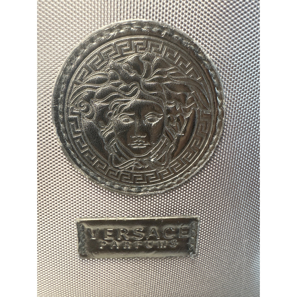 Versace Parfums Gray Backpack W/ Greek Key Straps Front Pocket