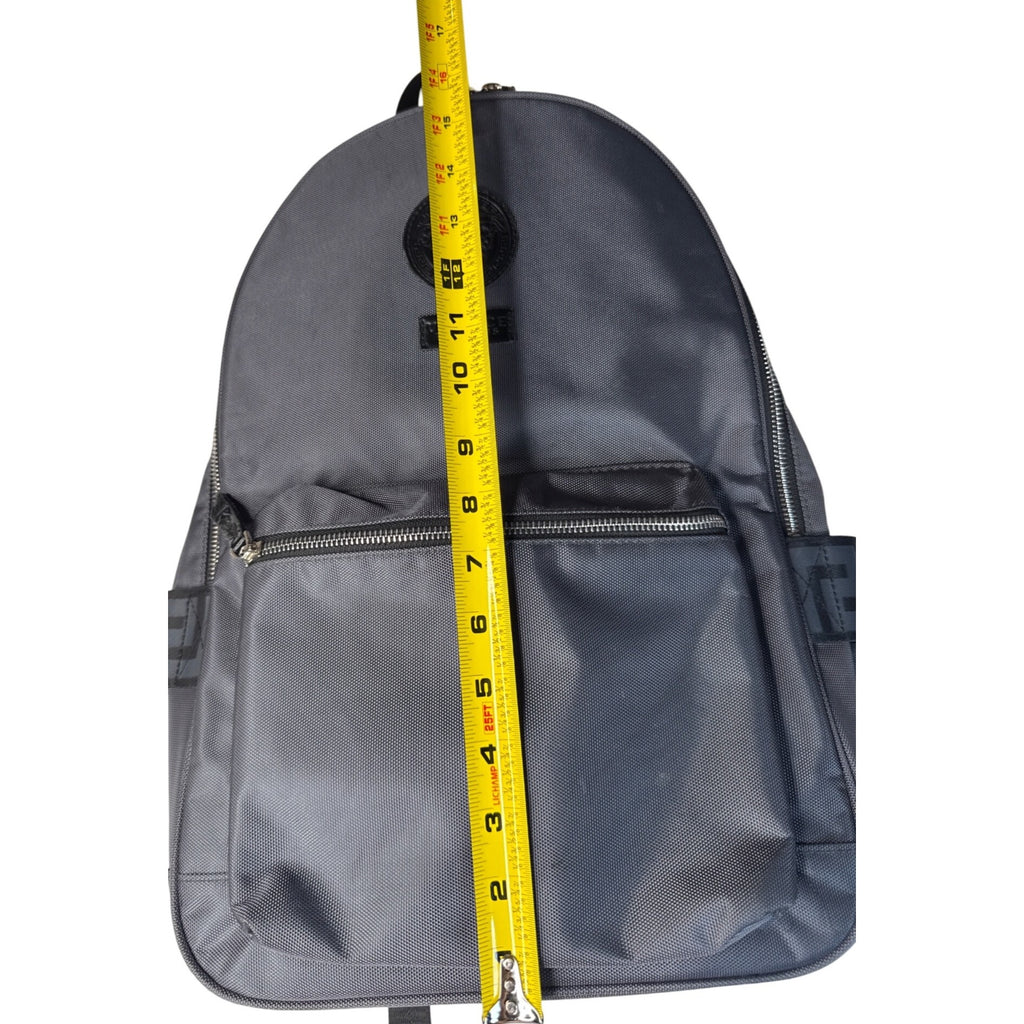 Versace Parfums Gray Backpack W/ Greek Key Straps Front Pocket