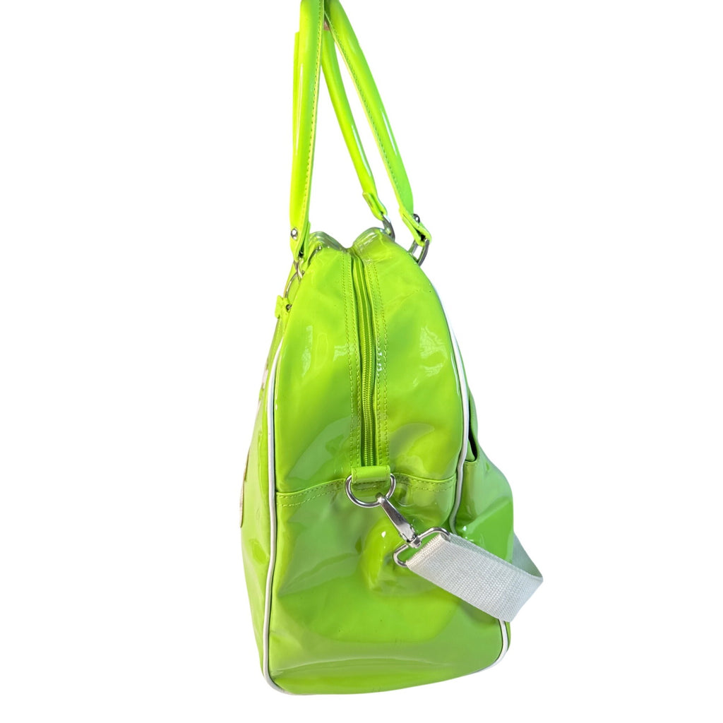 Trumpette Neon Glossy Patent Green Tennis Bag W/Shoulder Strap & Handles