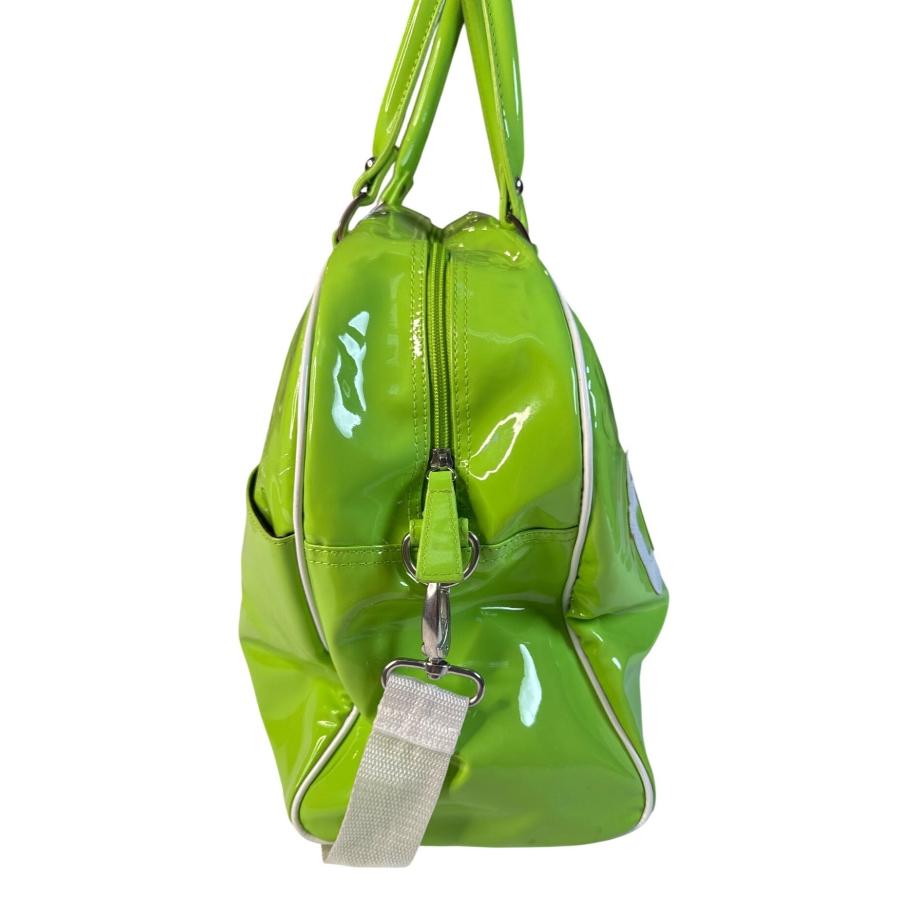Trumpette Neon Glossy Patent Green Tennis Bag W/Shoulder Strap & Handles