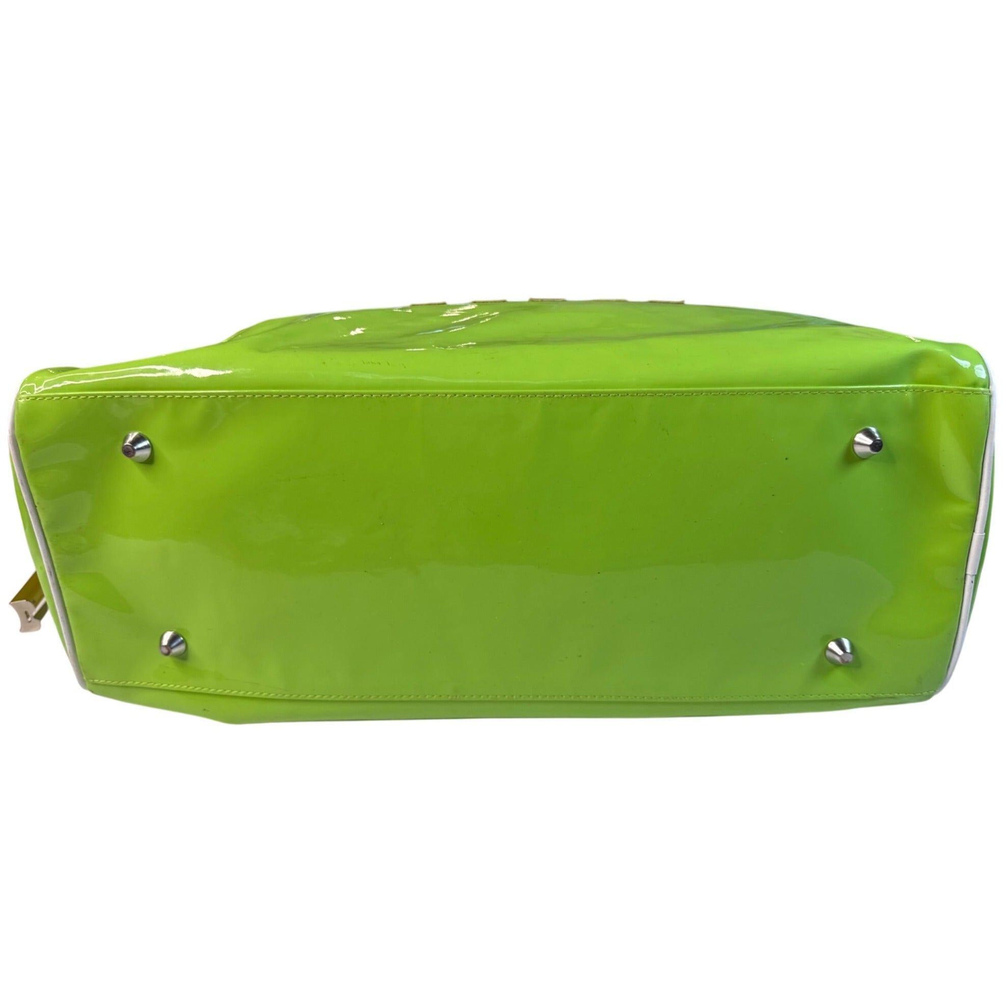 Trumpette Neon Glossy Patent Green Tennis Bag W/Shoulder Strap & Handles