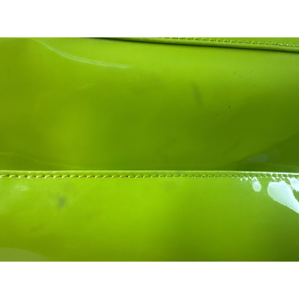 Trumpette Neon Glossy Patent Green Tennis Bag W/Shoulder Strap & Handles