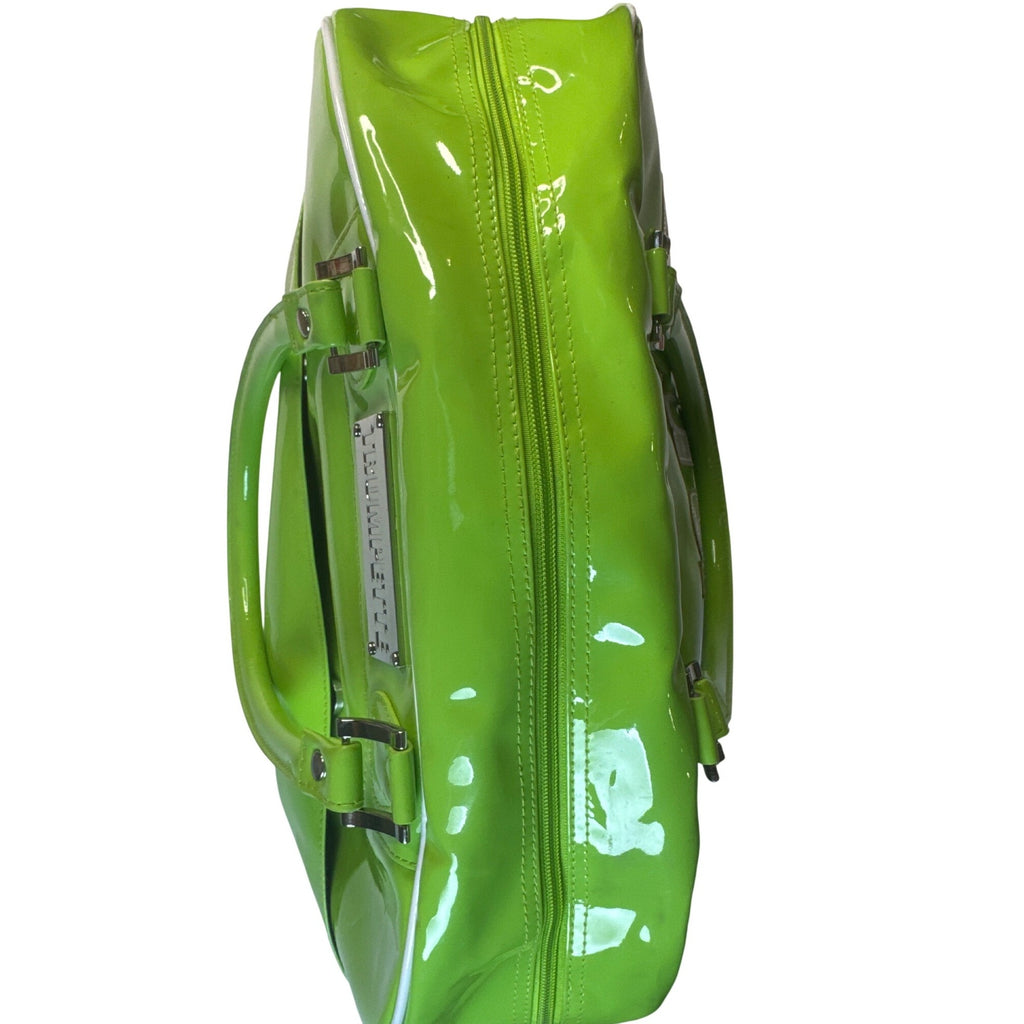 Trumpette Neon Glossy Patent Green Tennis Bag W/Shoulder Strap & Handles