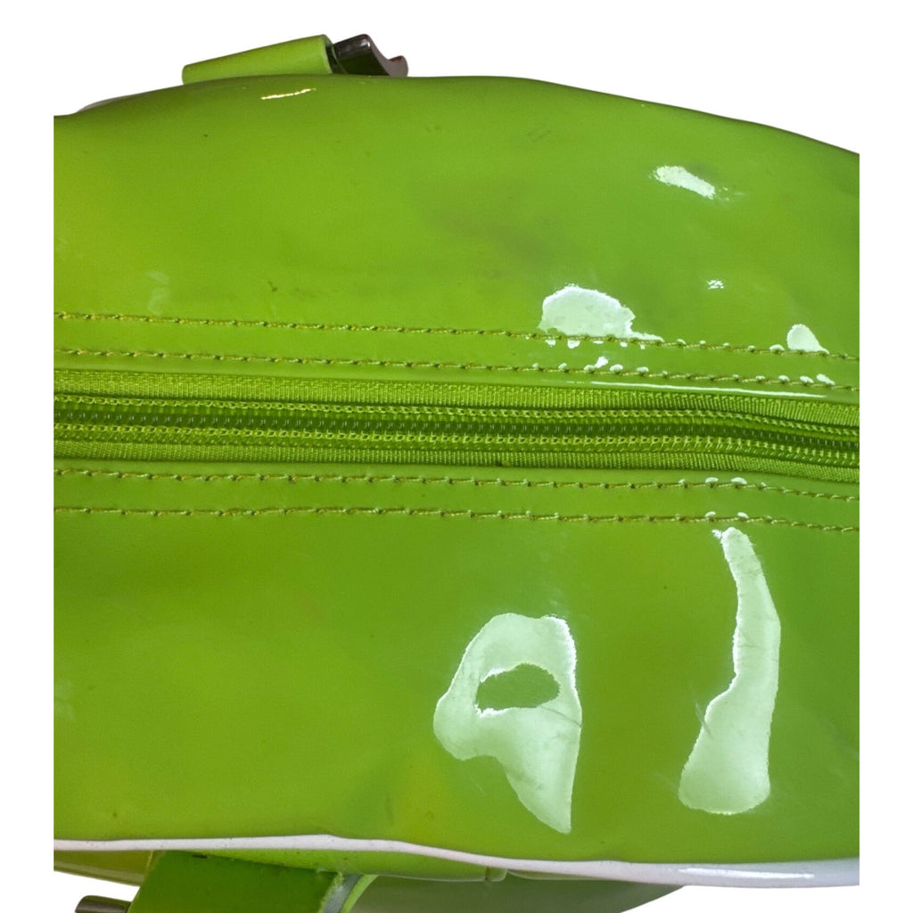 Trumpette Neon Glossy Patent Green Tennis Bag W/Shoulder Strap & Handles