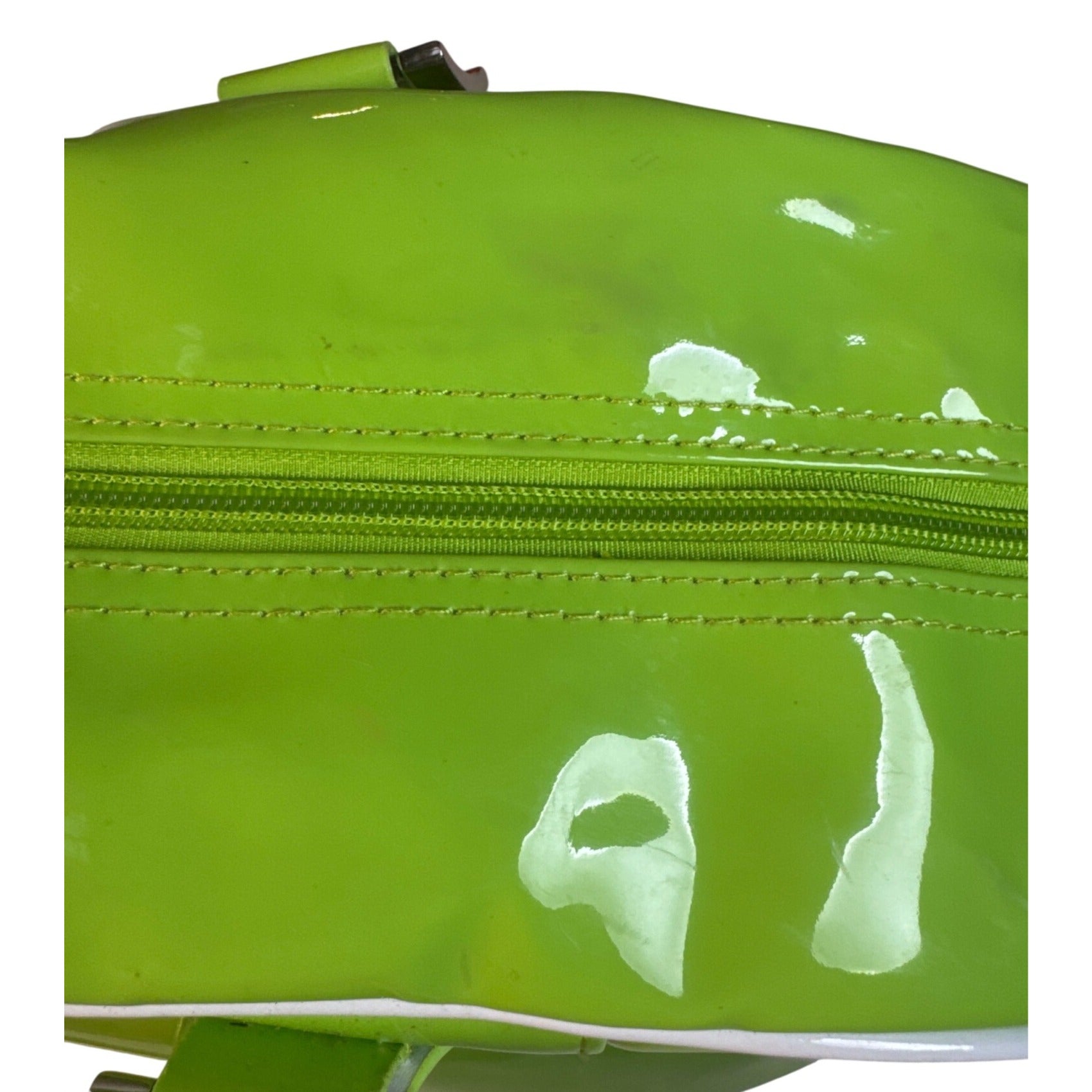 Trumpette Neon Glossy Patent Green Tennis Bag W/Shoulder Strap & Handles