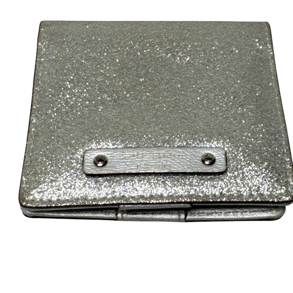 Kate Spade Silver Glitter Compact Wallet With Coin Pocket & Card Slots