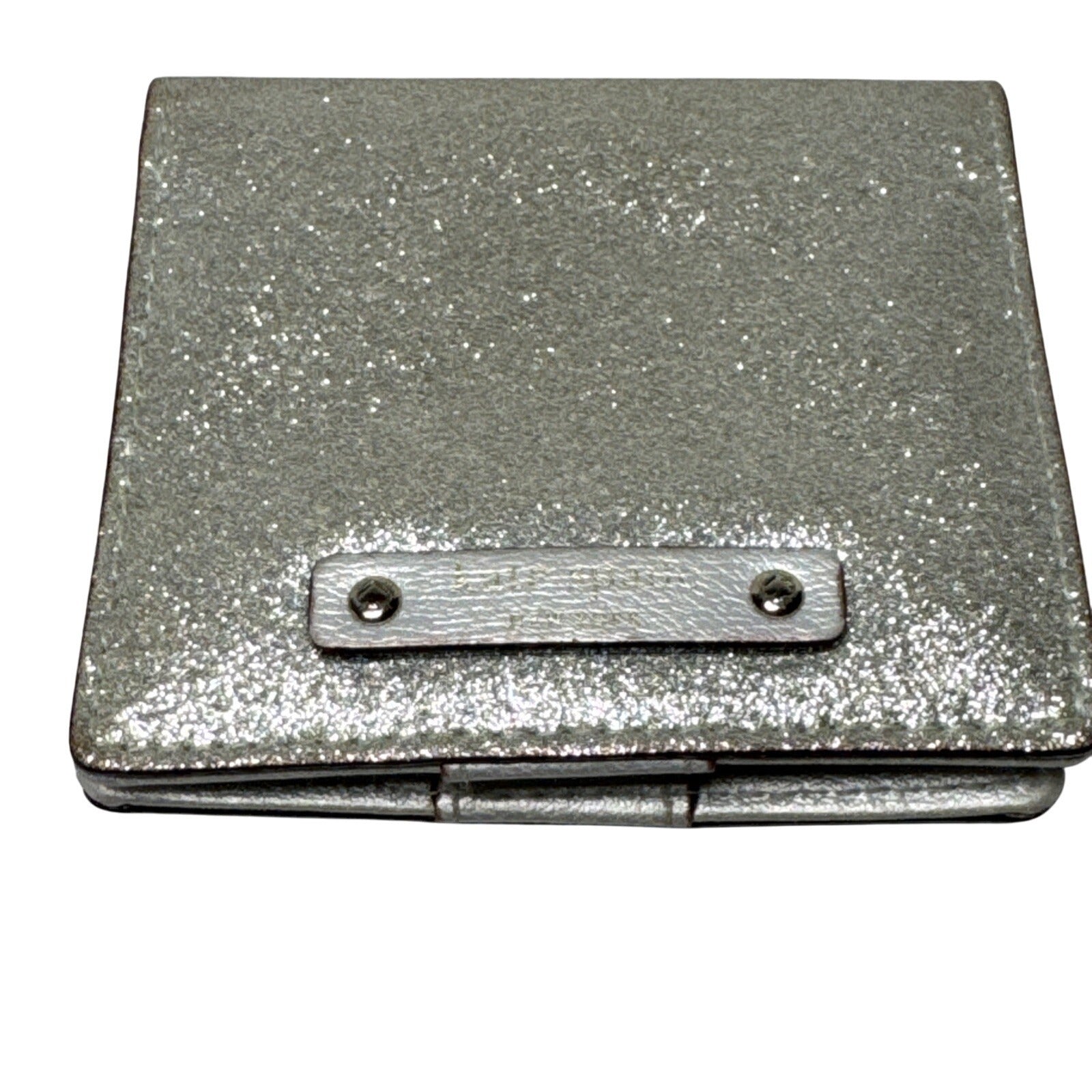 Kate Spade Silver Glitter Compact Wallet With Coin Pocket & Card Slots