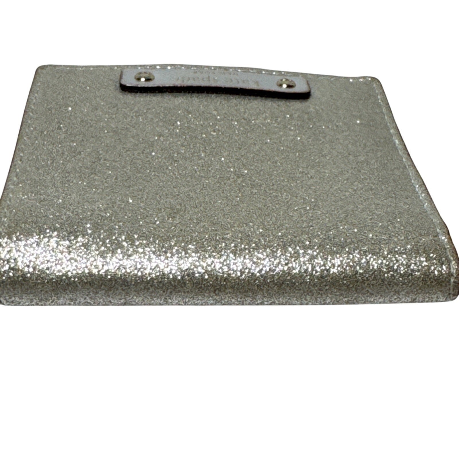 Kate Spade Silver Glitter Compact Wallet With Coin Pocket & Card Slots