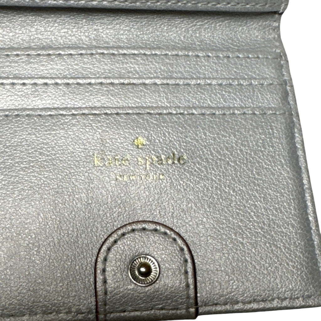Kate Spade Silver Glitter Compact Wallet With Coin Pocket & Card Slots