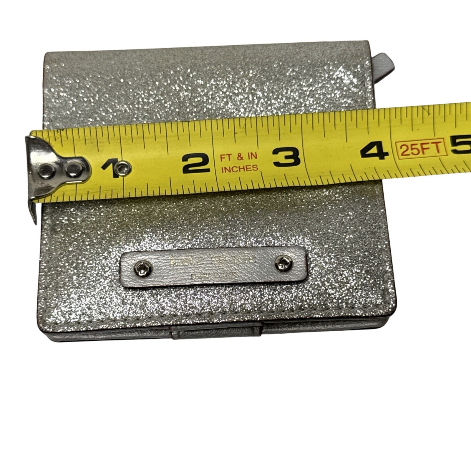 Kate Spade Silver Glitter Compact Wallet With Coin Pocket & Card Slots