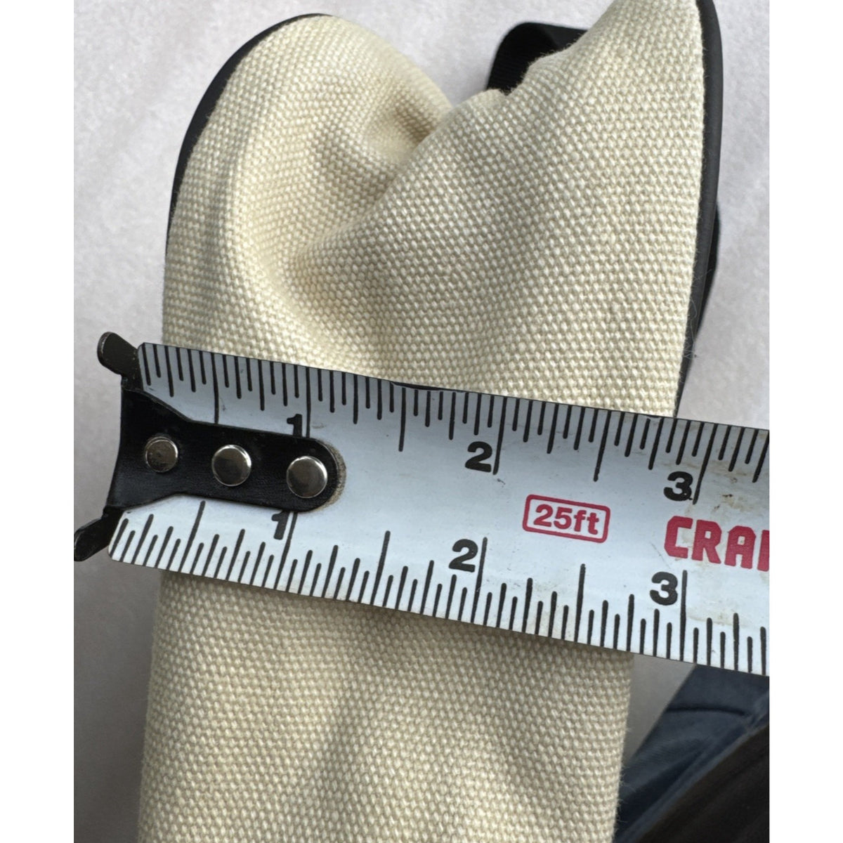 Calvin Klein Beige Canvas Crossbody Bag With Black Strap & Zipper