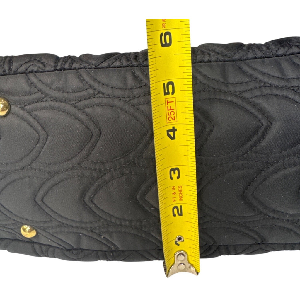 Koret Quilted Black Handbag With Gold Chain Handles & Metal Accents