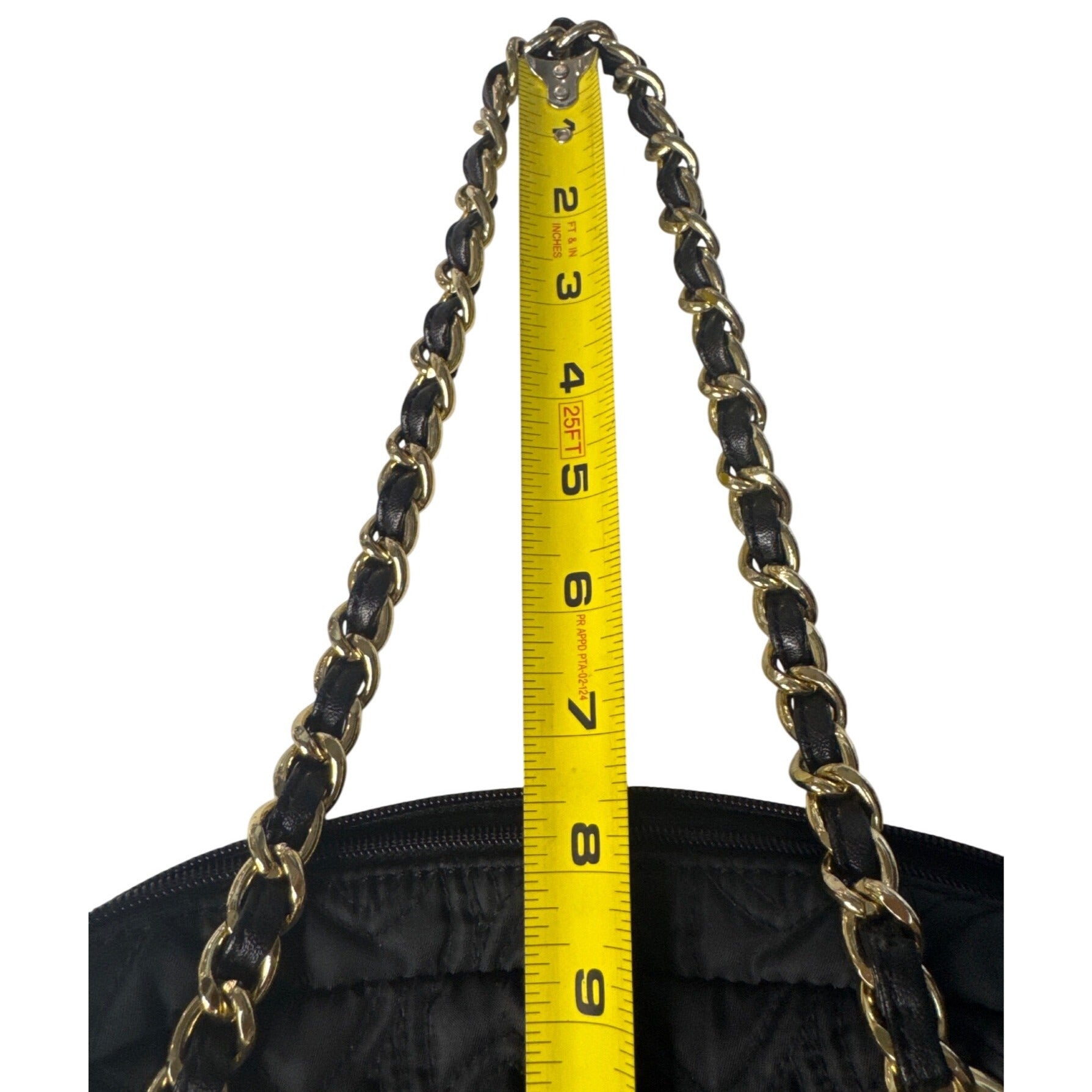 Koret Quilted Black Handbag With Gold Chain Handles & Metal Accents