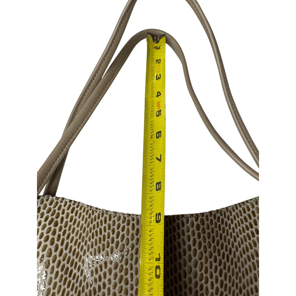 Sorial Large Beige Snake Print Tote Bag With Zippered Pockets & Double Handles