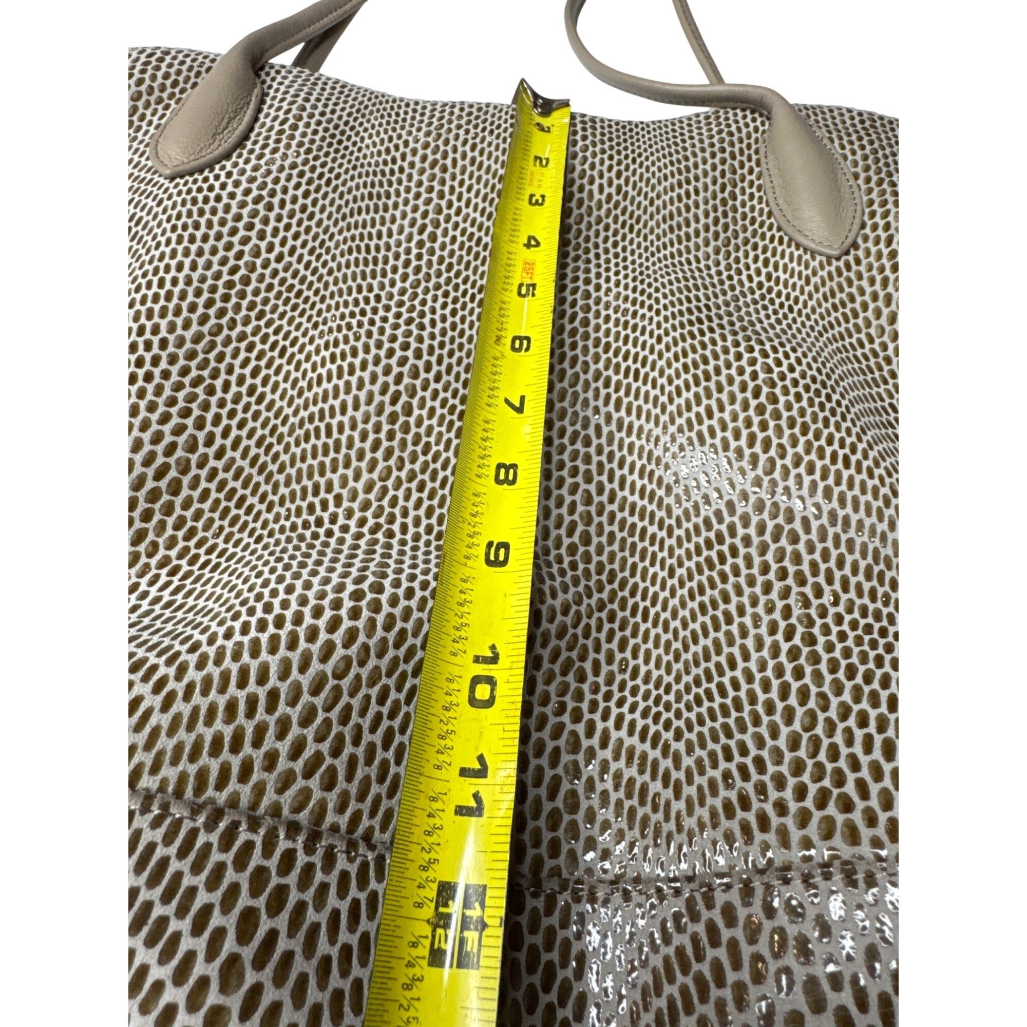 Sorial Large Beige Snake Print Tote Bag With Zippered Pockets & Double Handles