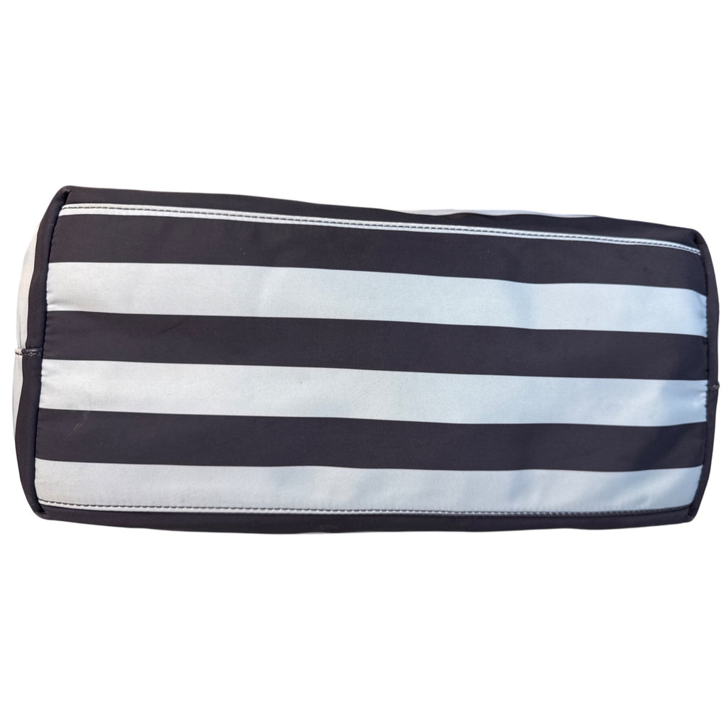 Tory Burch Striped Tote Bag Navy & White 16"x11"x6" Medium Size W/Double Handles