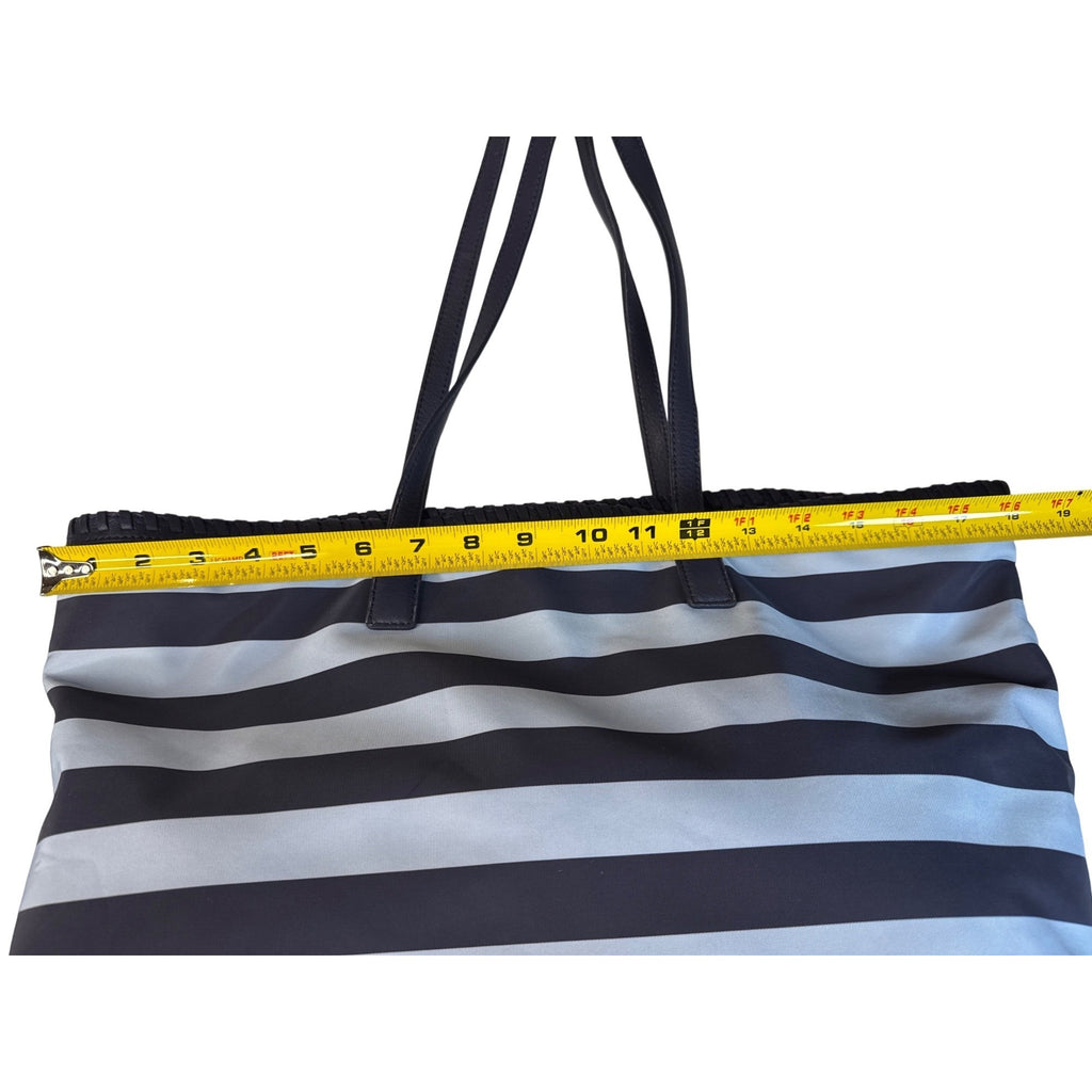 Tory Burch Striped Tote Bag Navy & White 16"x11"x6" Medium Size W/Double Handles