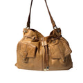 Vintage Liz Claiborne Tan Leather Shoulder Bag with Adjustable Strap - Classic