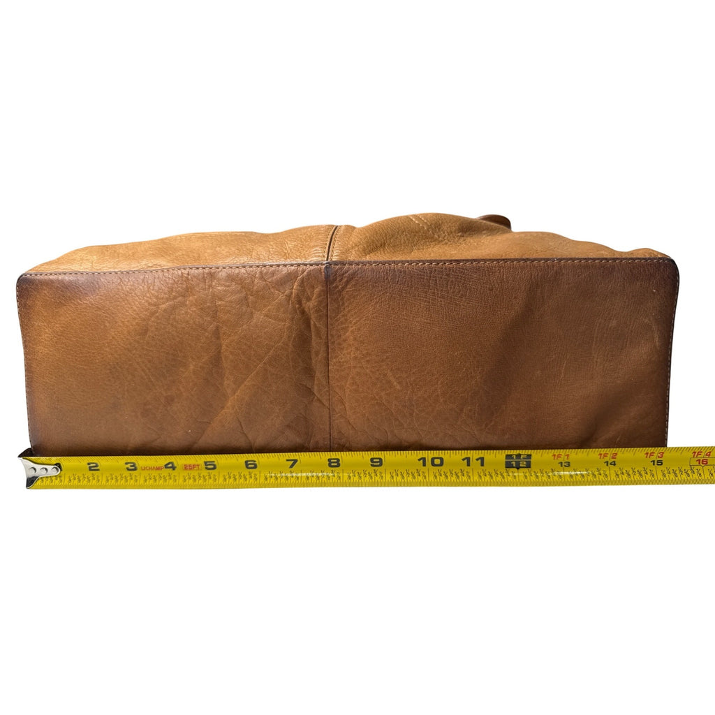Vintage Liz Claiborne Tan Leather Shoulder Bag with Adjustable Strap - Classic