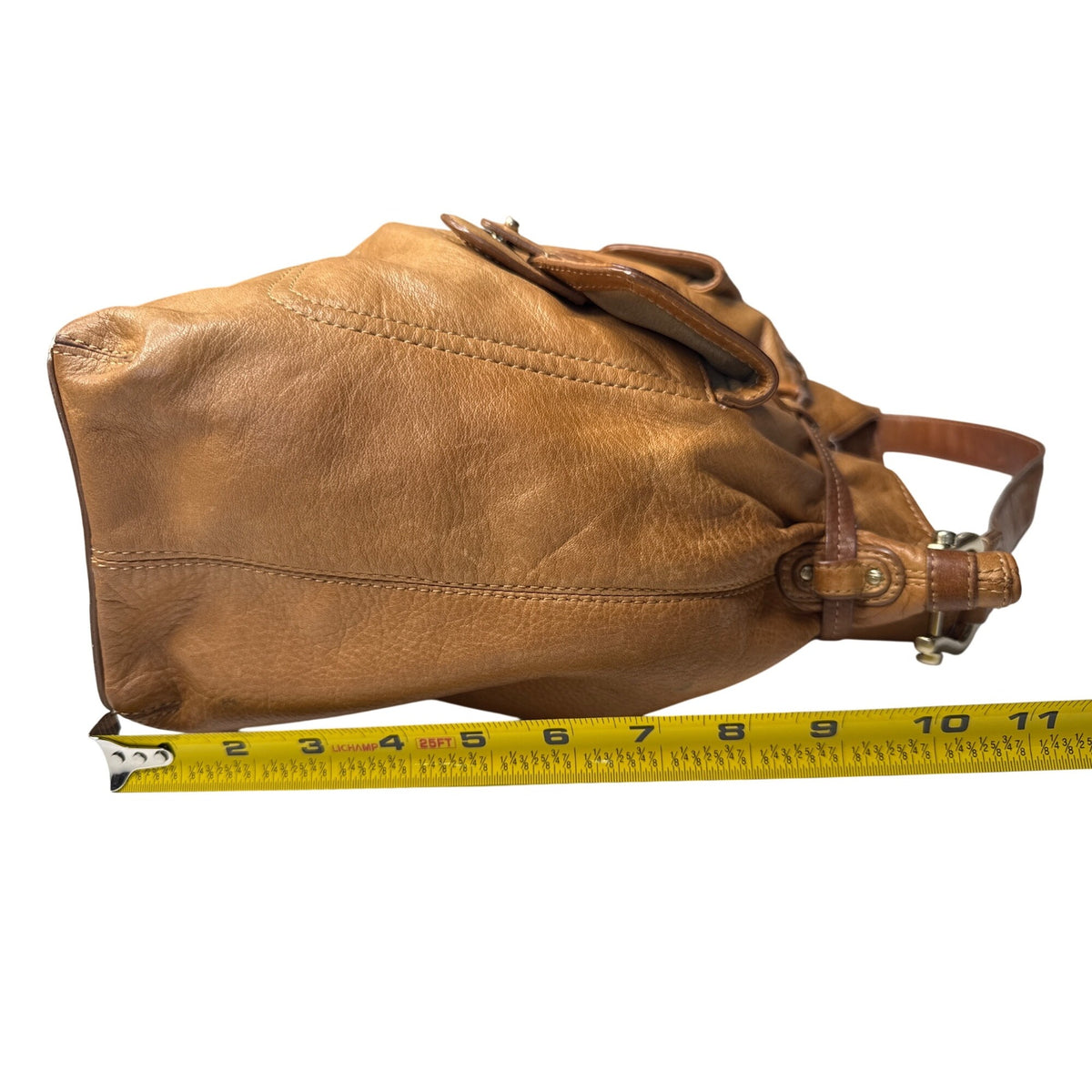 Vintage Liz Claiborne Tan Leather Shoulder Bag with Adjustable Strap - Classic