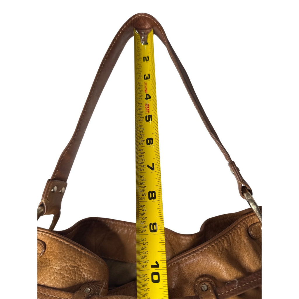 Vintage Liz Claiborne Tan Leather Shoulder Bag with Adjustable Strap - Classic